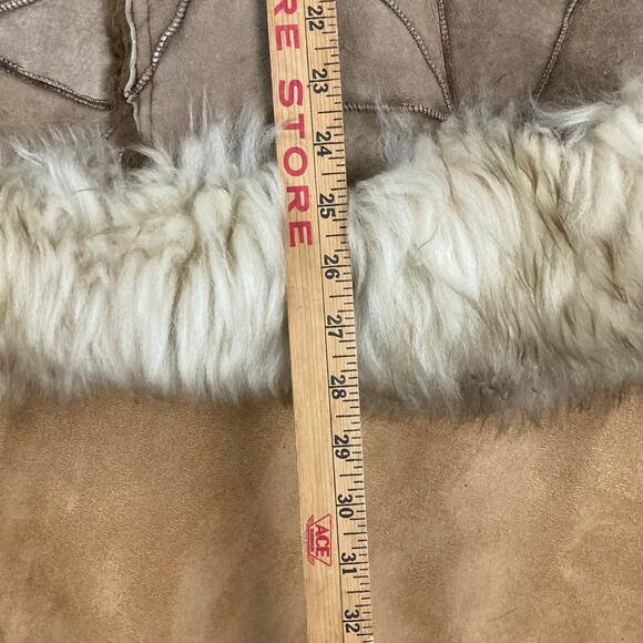 Genuine Shearling Sheepskin Patchwork Leather Coat Jacket Boho fits S - Picture 12 of 12